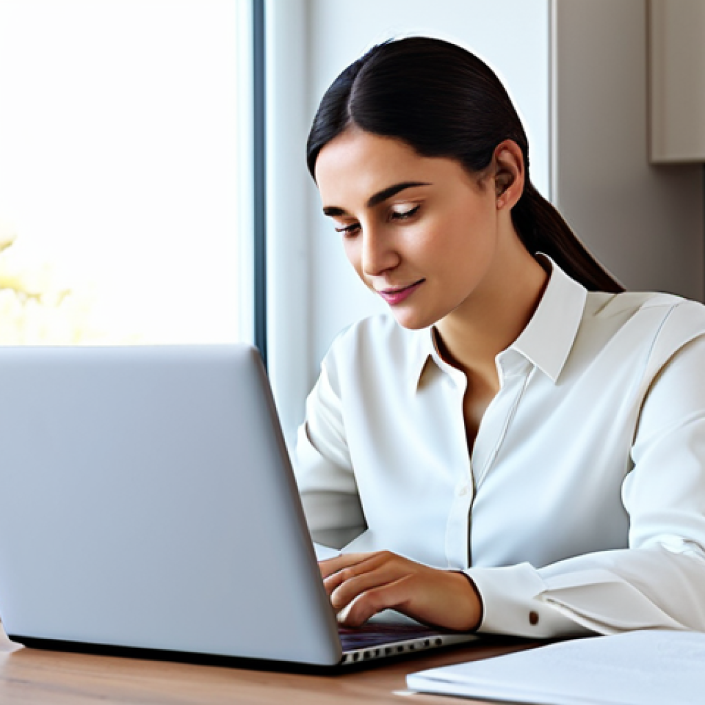 **Professional Digital Learning:** "A fully clothed professional woman in modest attire, comfortably studying at a desk with a laptop in a bright, modern home setting. Safe for work, appropriate content, perfect anatomy, natural proportions, family-friendly."