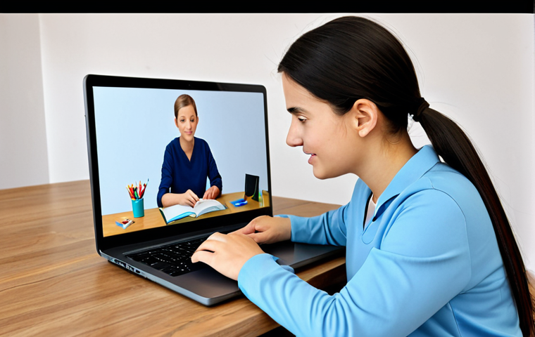 혼합 학습 Mixed Learning - ** Students in a modern school lab, fully clothed in school uniforms, using tablets and computers fo...