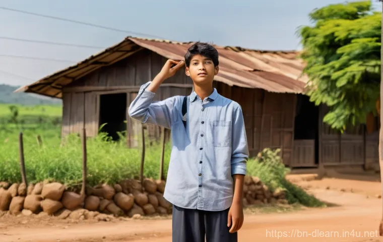 디지털 학습의 도전과제 - **Prompt:** A young university student, looking visibly tired and overwhelmed, sits at a desk in a d...