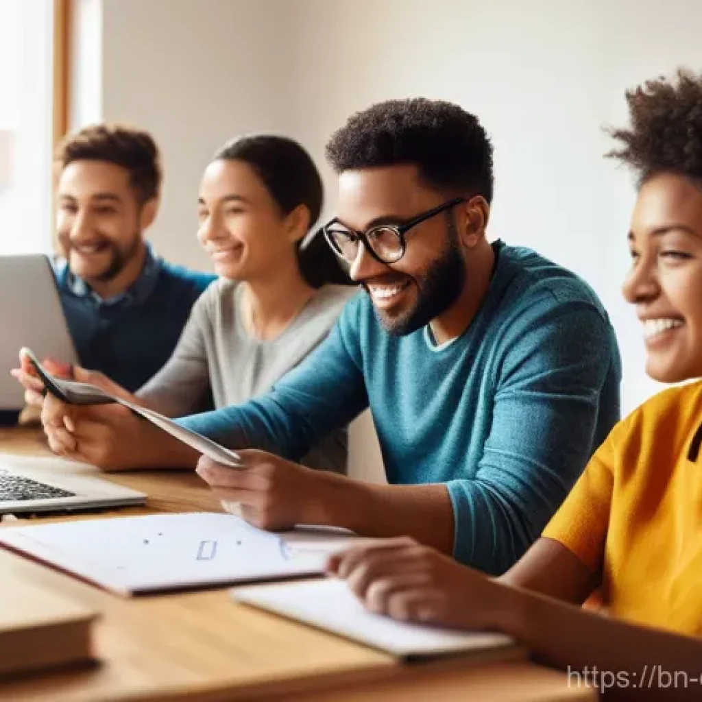 디지털 교육을 위한 도구 - **Prompt 1: Diverse Online Learning at Home**
    A vibrant, diverse group of individuals (men and w...