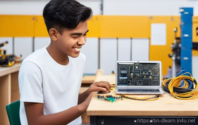 디지털 학습의 개인 맞춤형 전략 - **Prompt:** A young female student (around 17 years old) sitting comfortably at a minimalist, tidy d...