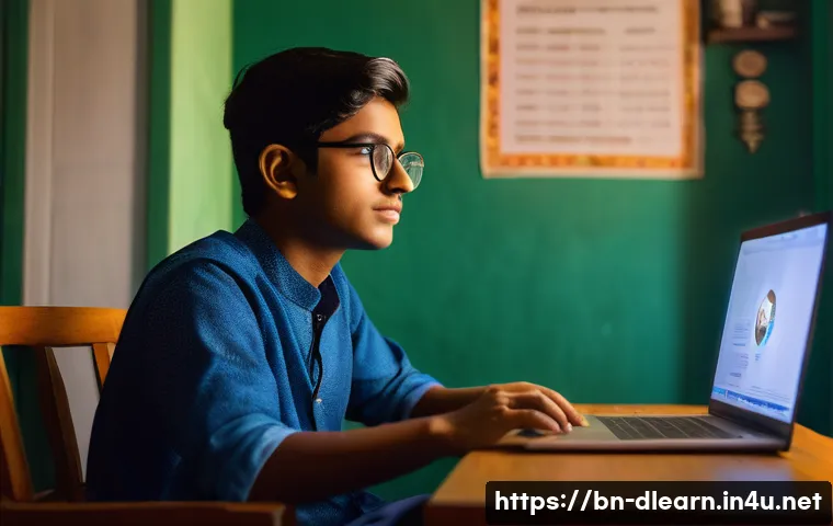 디지털 학습 리소스 - A young Bengali student sitting comfortably at home, attentively watching an online video lecture on...